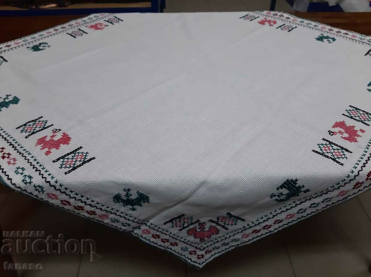 Old hand-embroidered plaid tablecloth(15.4) Old hand-embroidered plaid tablecloth(15.4)