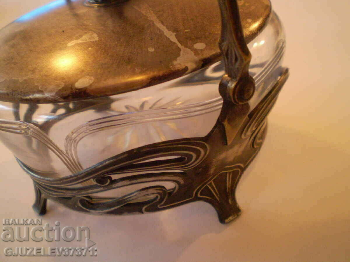 Auction WMF Art Nouveau silver plated sugar bowl bonbonniere Auction WMF Art Nouveau silver plated sugar bowl bonbonniere