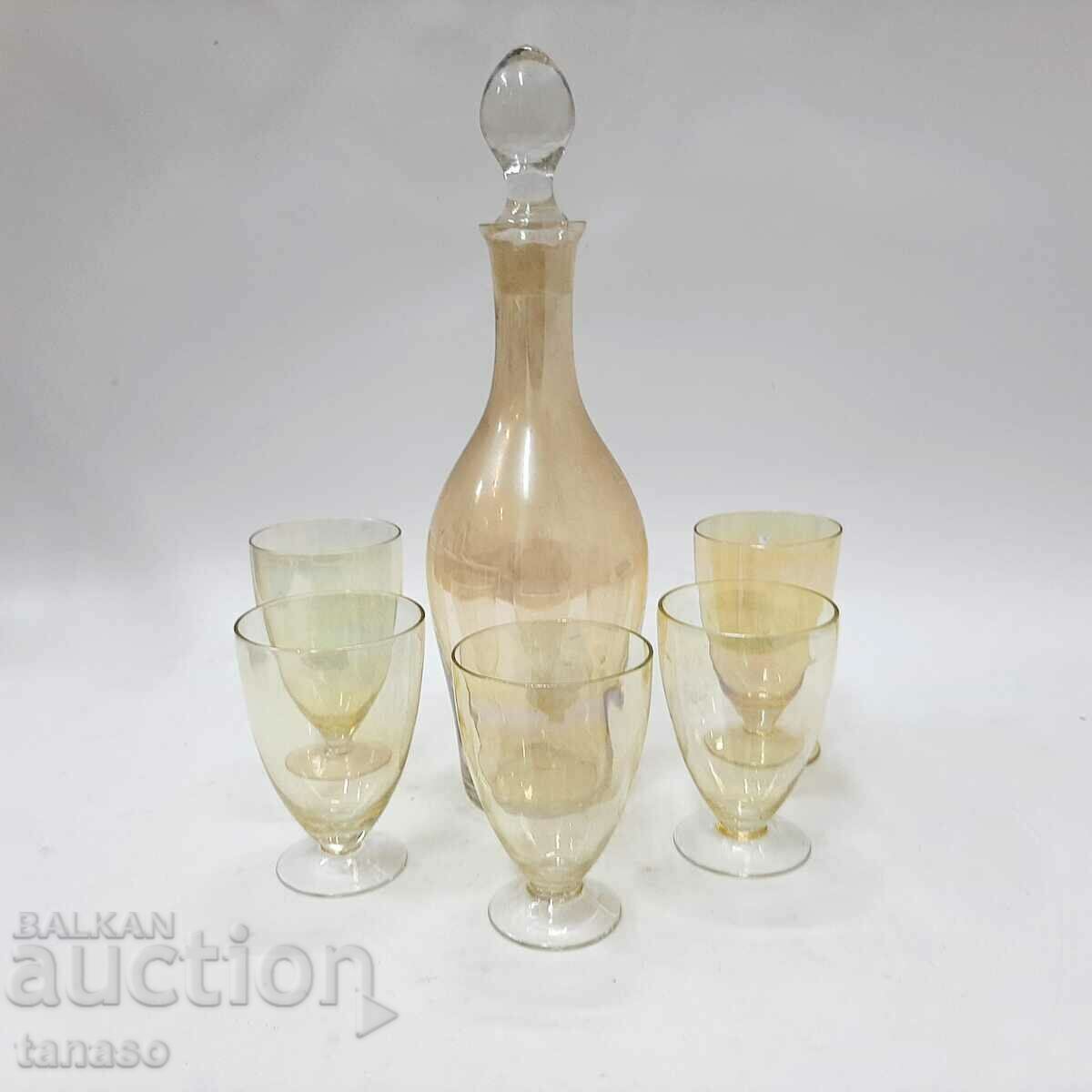 Стар стъклен сервиз за алкохол,ракия, бренди(4.2) - 5 Стар стъклен сервиз за алкохол,ракия, бренди(4.2) - 5