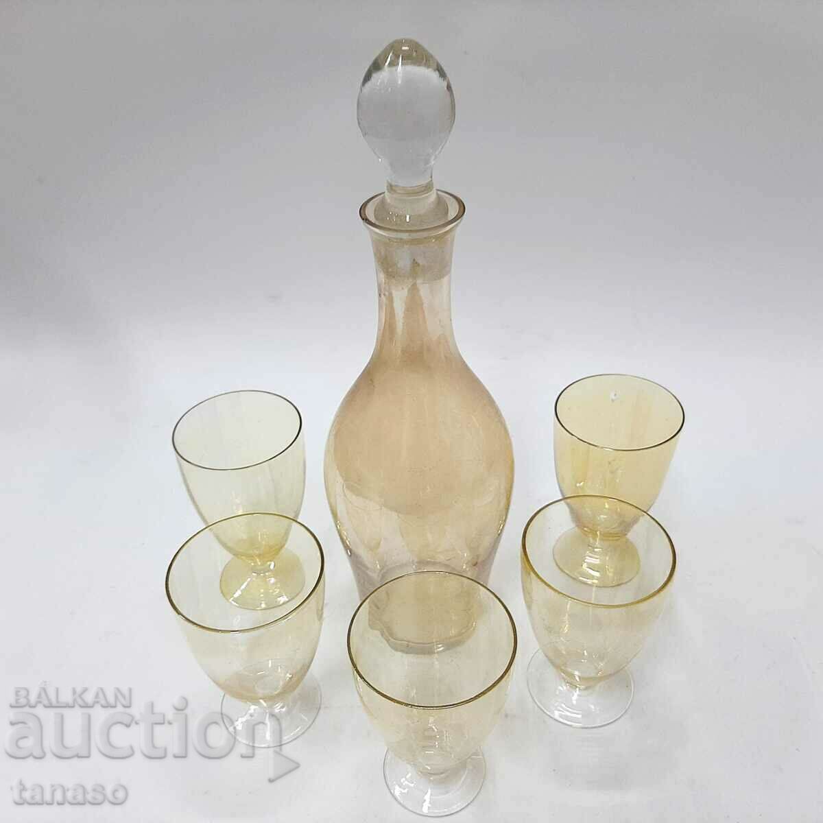 Стар стъклен сервиз за алкохол,ракия, бренди(4.2) - 6 Стар стъклен сервиз за алкохол,ракия, бренди(4.2) - 6