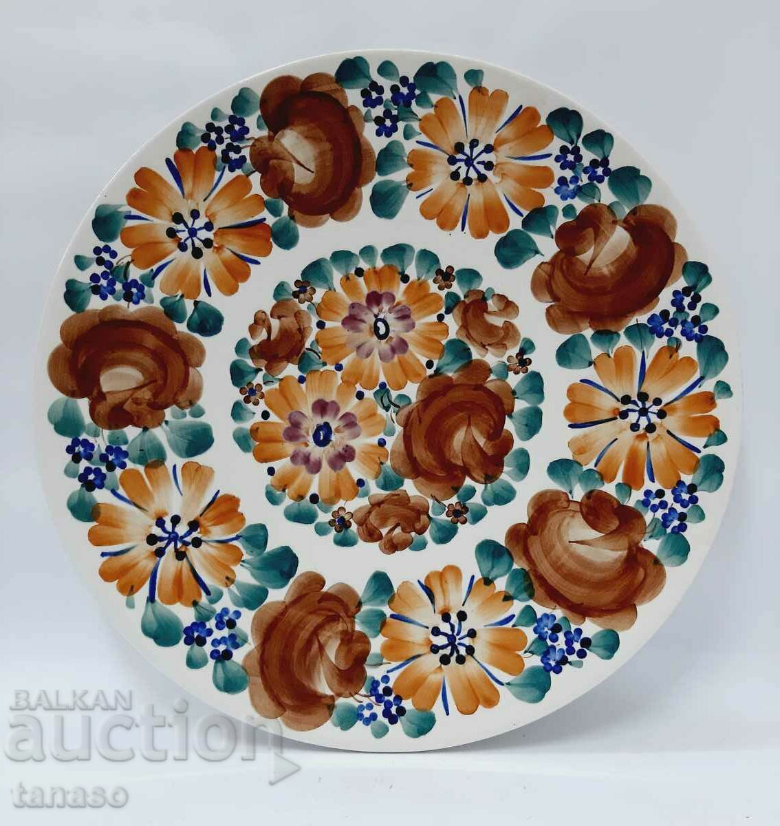 Голяма ръчно рисувана керамична чиния за стена(6.2)