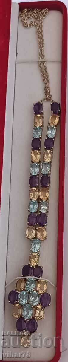 A very beautiful necklace made of 9 carat gold and silver - 5 A very beautiful necklace made of 9 carat gold and silver - 5