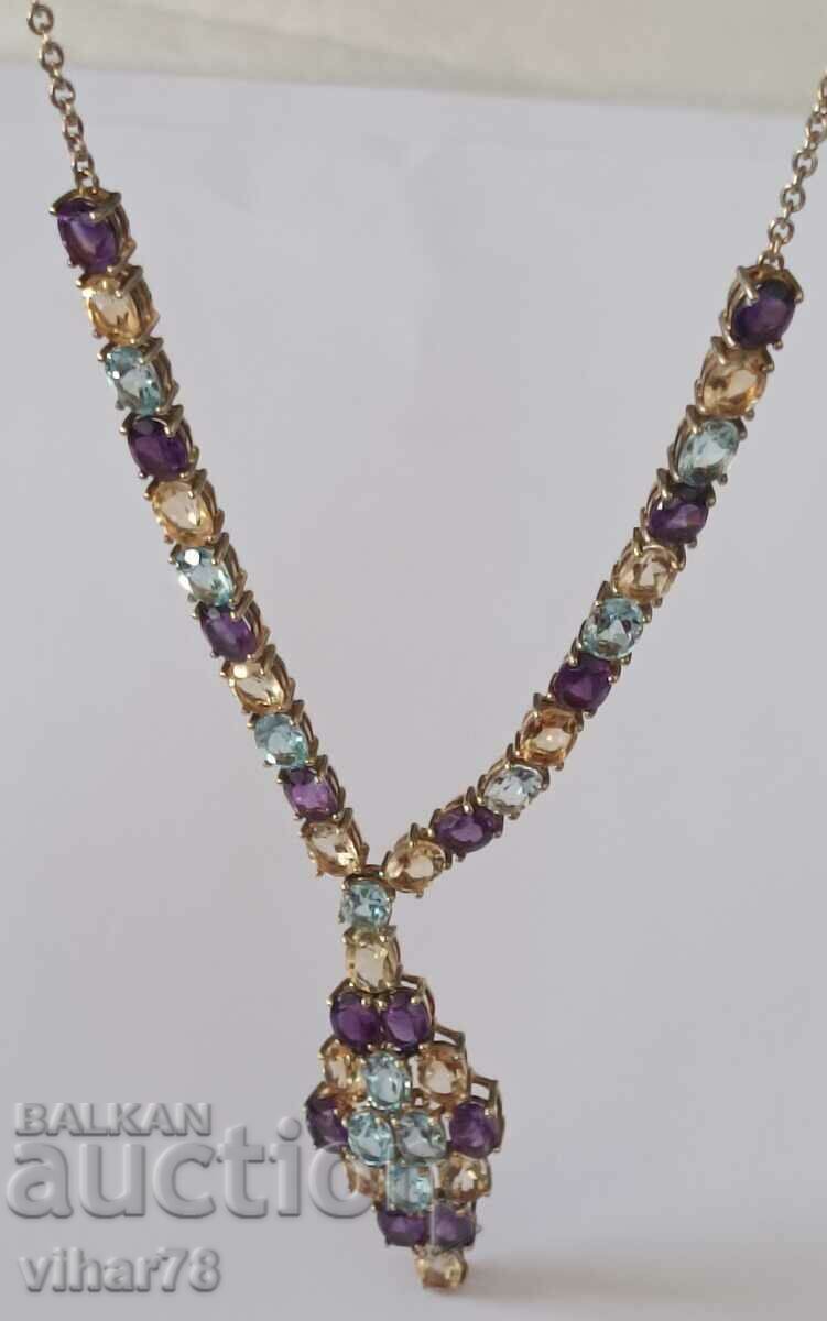 A very beautiful necklace made of 9 carat gold and silver - 7 A very beautiful necklace made of 9 carat gold and silver - 7