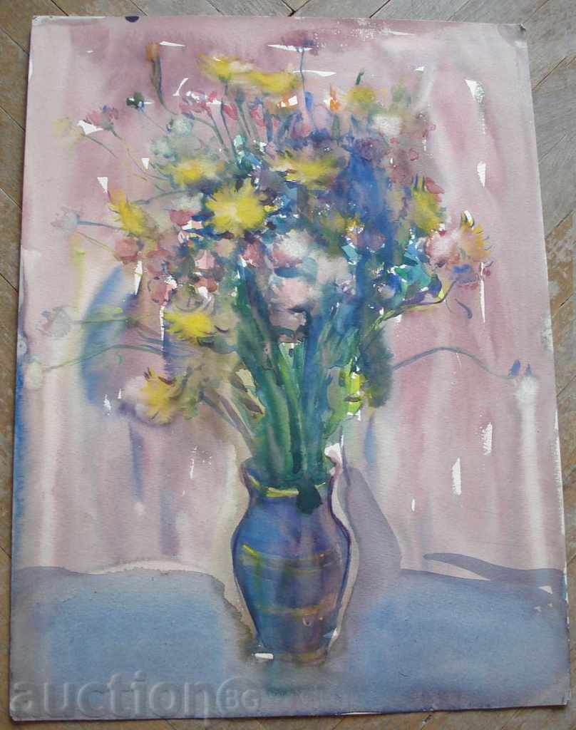 1061 Georgi Kyoseiliev acuarelă flori P47/36 cm