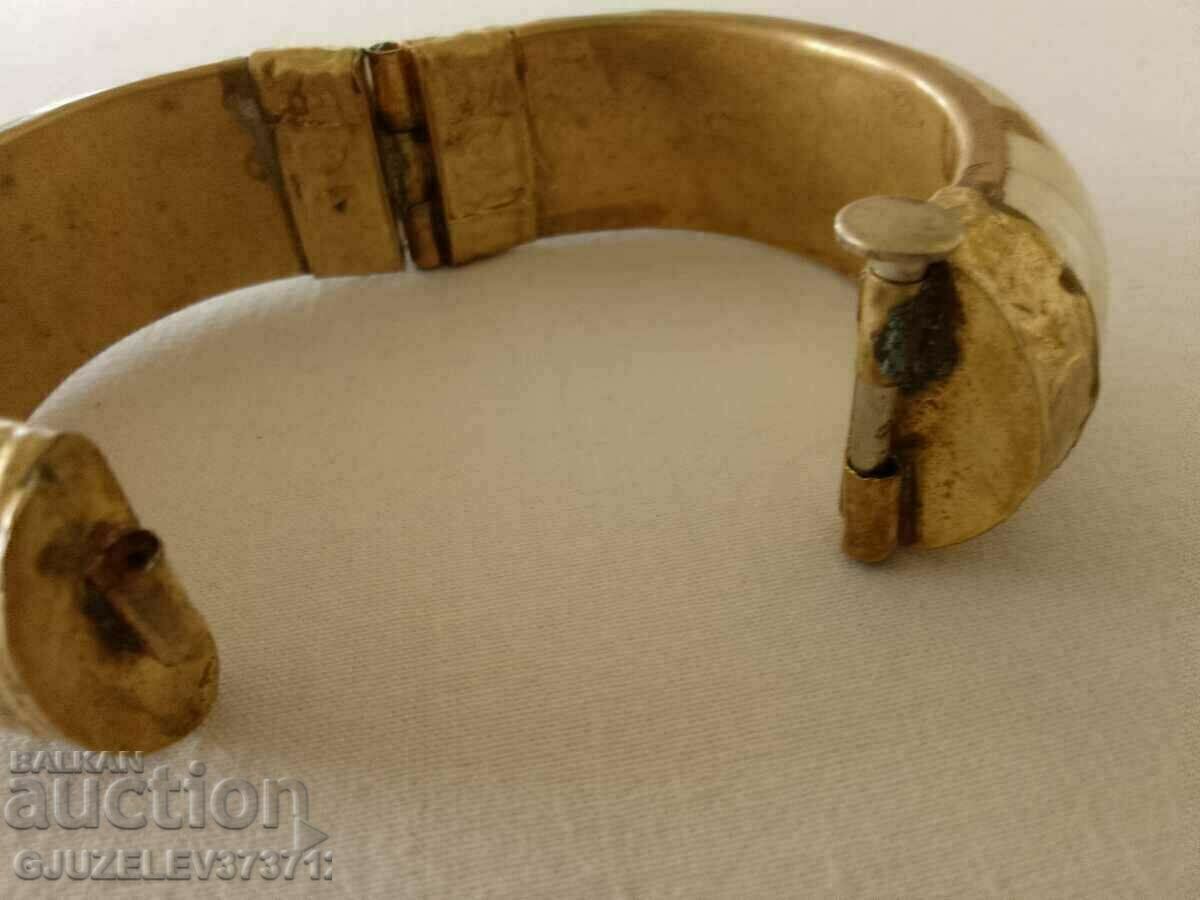 old ethnic style bracelet made of bone and brass - 7