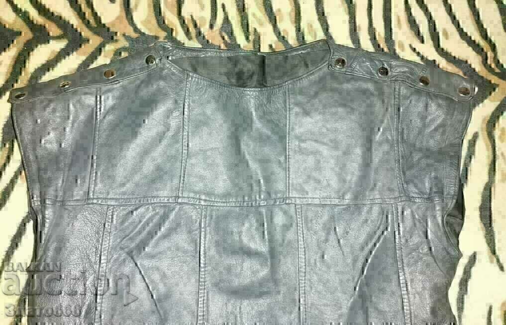 Women's leather sleeveless blouse - 5 Women's leather sleeveless blouse - 5