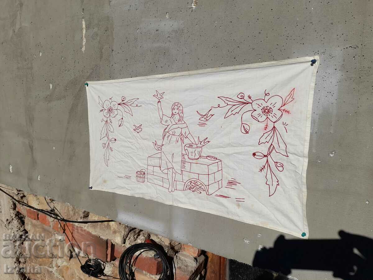 Auction  Antique embroidered carpet, wall covering