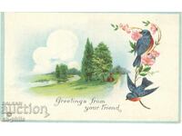 Old card - Romance - Greetings from your friend