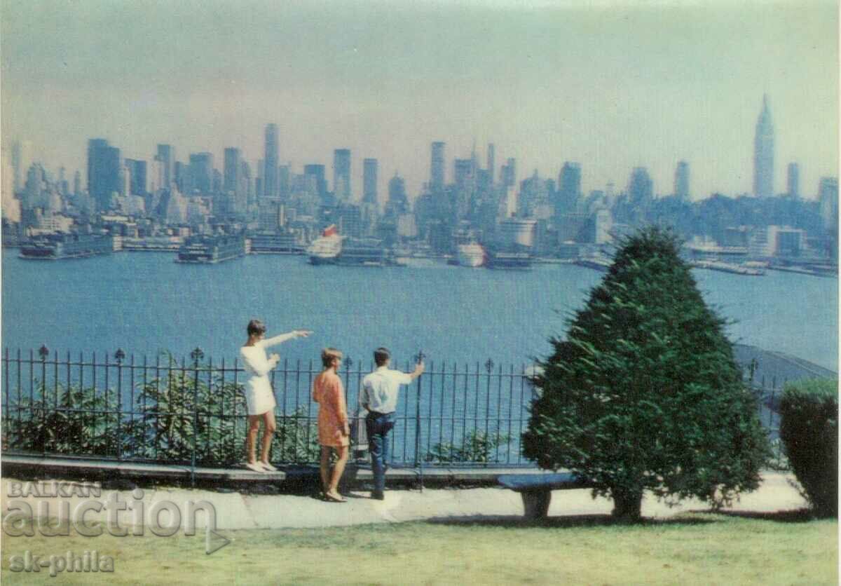 Old postcard - stereo - New York, Lower Manhattan