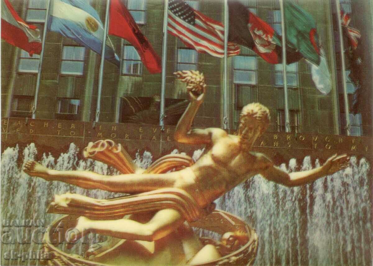 Παλιά καρτ ποστάλ - στερεοφωνικό - Νέα Υόρκη, Rockefeller Center