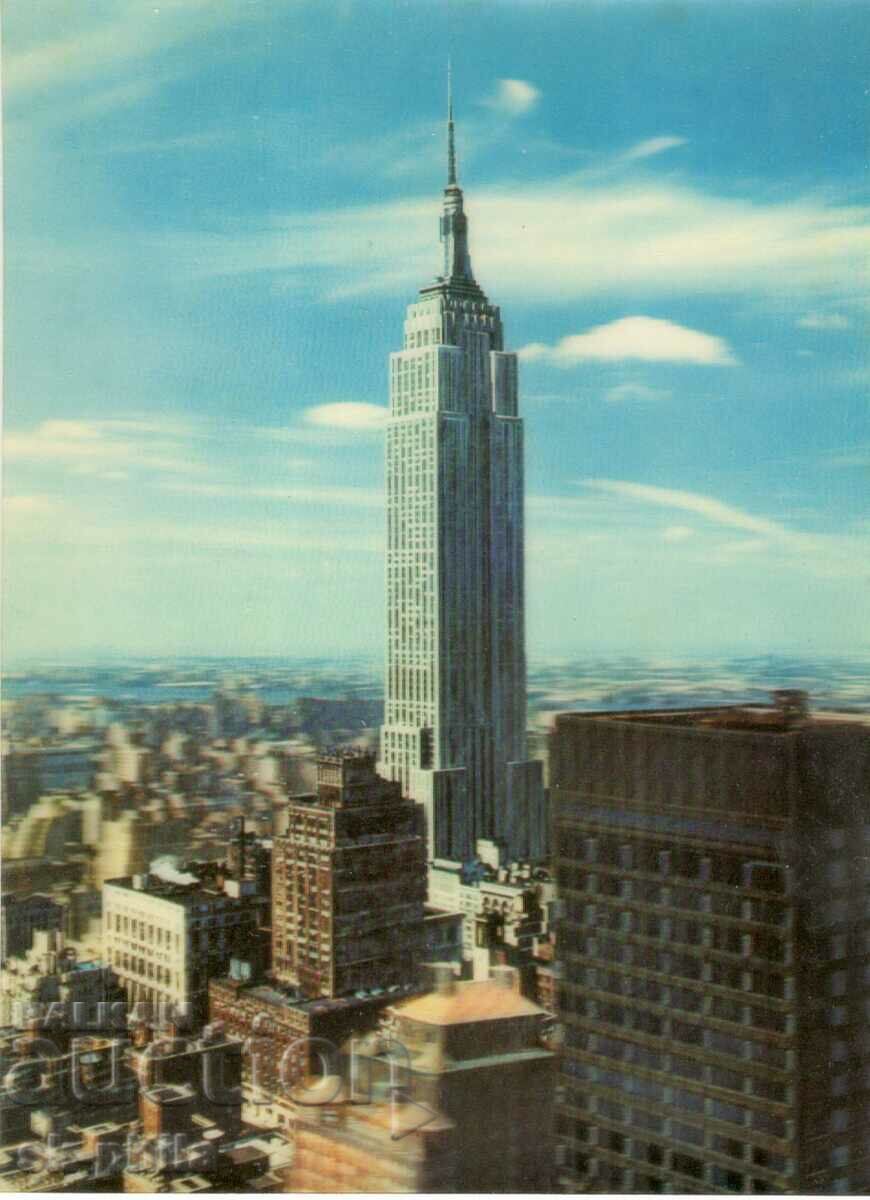 Carte poștală veche - stereo - New York, Empire State Building