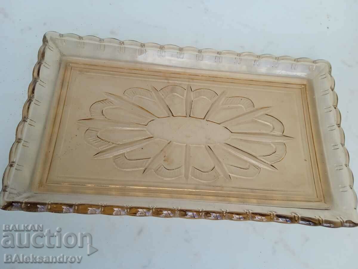 Auction Rectangular plate, colored glass tray Auction Rectangular plate, colored glass tray