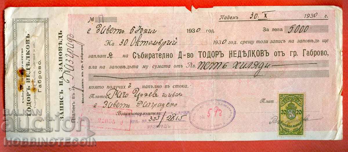 BULGARIA RECORD OF ORDER 20 Leva 1929