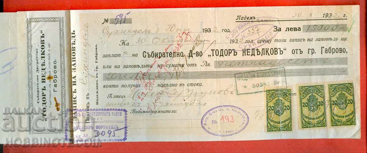 BULGARIA RECORD OF ORDER 3 x 20 Leva 1929