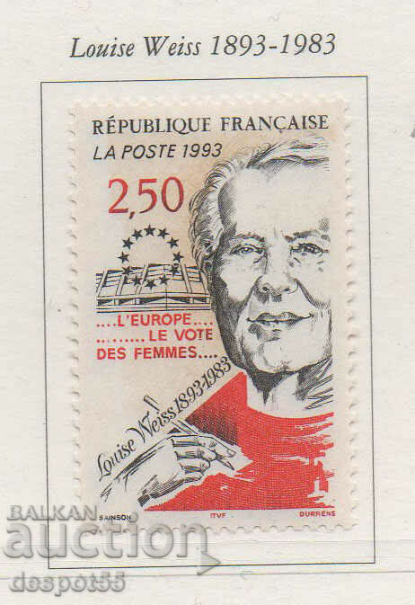 1993. Γαλλία. 100 χρόνια από τη γέννηση της Λουίζ Βάις.