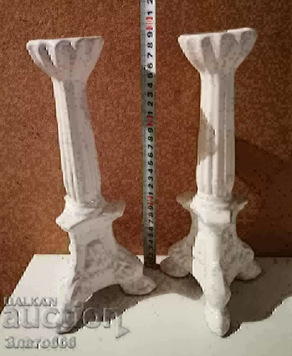 Sfeșnice vechi de porțelan Sfeșnice vechi de porțelan