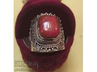 Inel vechi superb 925 și coral roșu