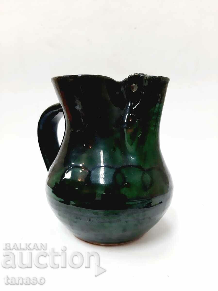 Παλιά γυαλισμένη κεραμική κανάτα, ραγισμένη (12.2) - 6