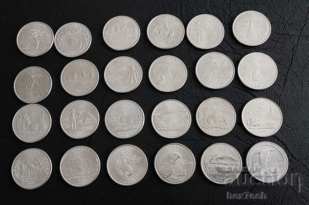 ❤️ ⭐ Παρτίδα κερμάτων US Quarters 24 τεμαχίων ⭐ ❤️