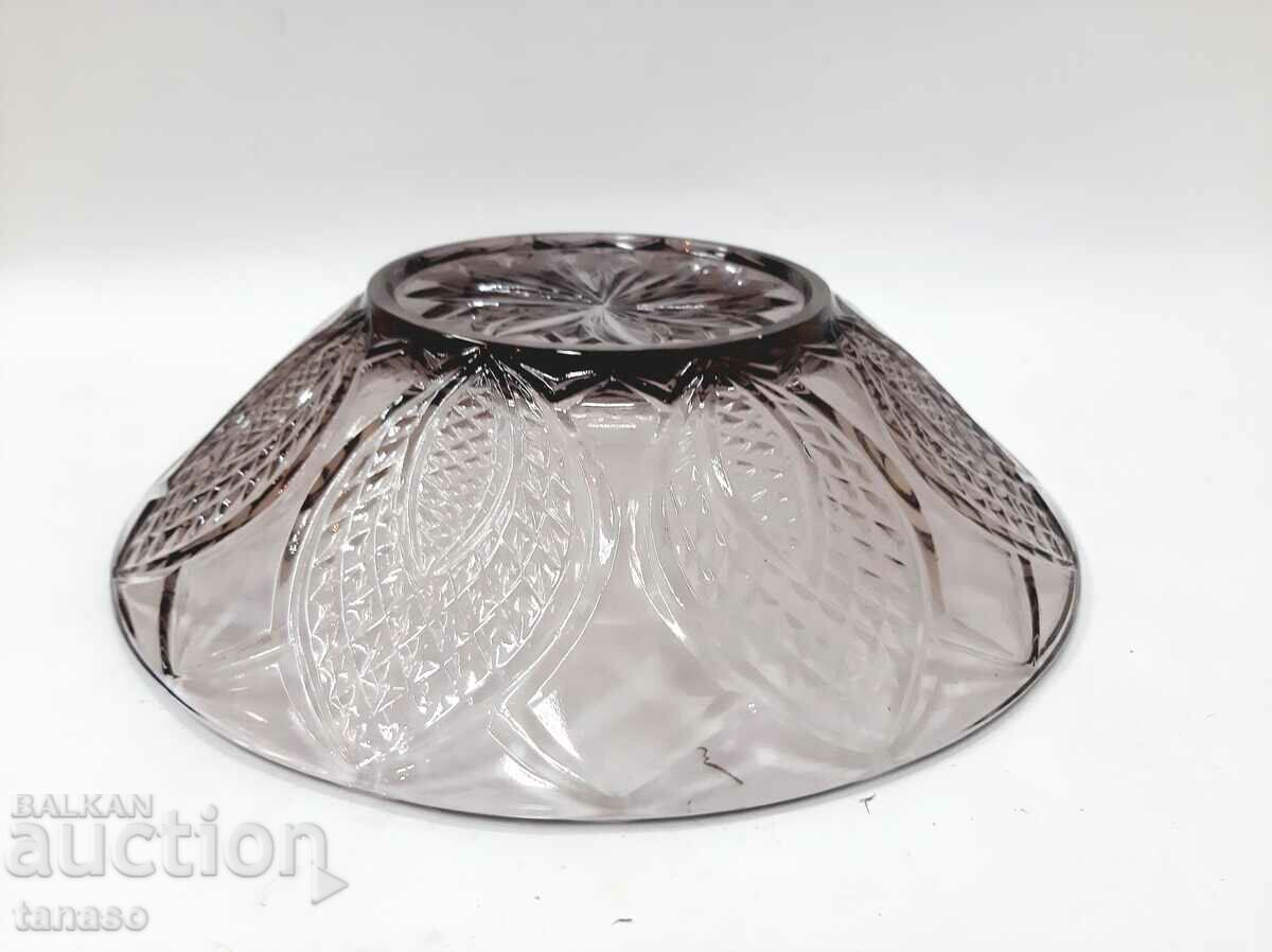 Old glass fruit bowl, colored violet glass(13.2) - 6 Old glass fruit bowl, colored violet glass(13.2) - 6