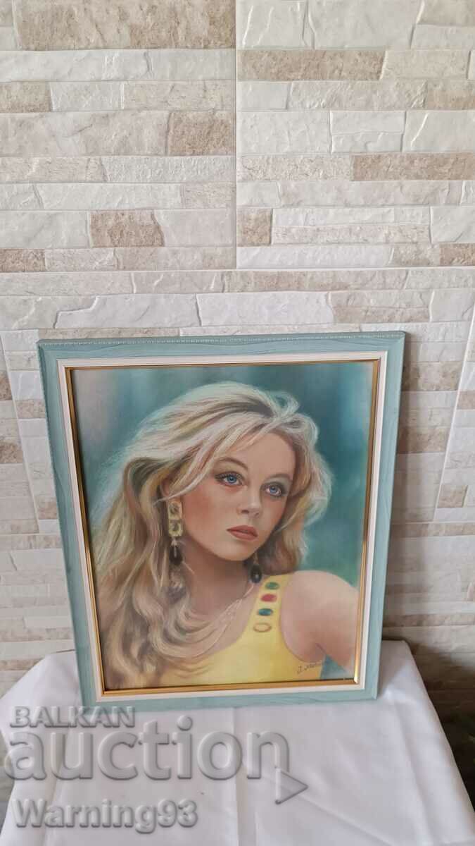 Painting "Woman" - pastels on cardboard - J.Metodiev - 48/38cm with price 160.00 BGN | € 81.81 Painting "Woman" - pastels on cardboard - J.Metodiev - 48/38cm with price 160.00 BGN | € 81.81