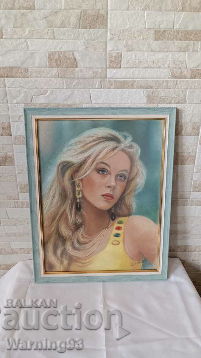 Painting "Woman" - pastels on cardboard - J.Metodiev - 48/38cm - 5 Painting "Woman" - pastels on cardboard - J.Metodiev - 48/38cm - 5