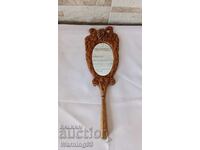 Old hand mirror - wood carving - Imperial period