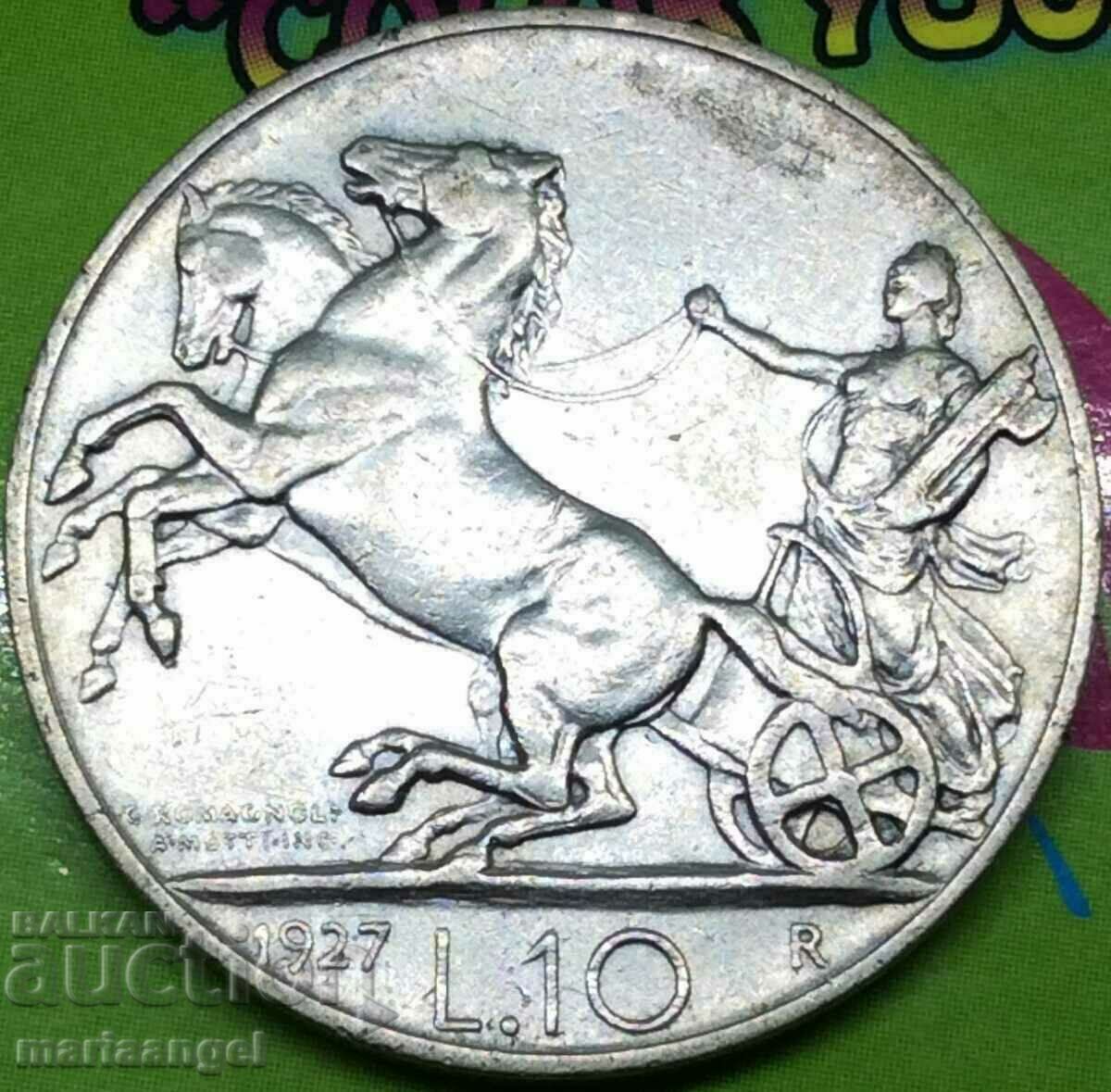 10 лири 1927 Италия  9,96г сребро