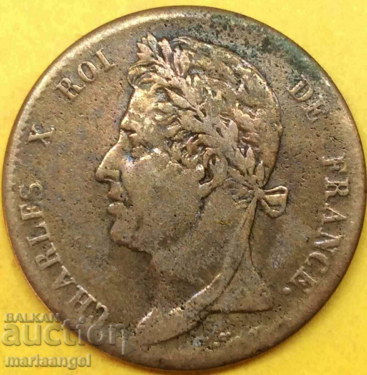 5 cents 1825 French colonies Charles X