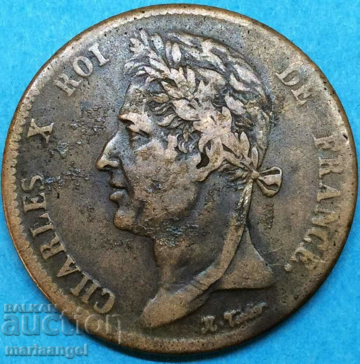 5 cents 1828 French colonies Charles X