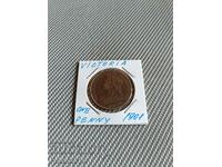 Английска монета 1 пени 1901г