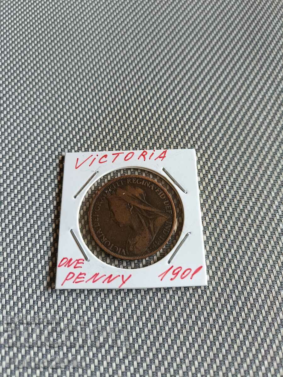 Английска монета Виктория 1901г