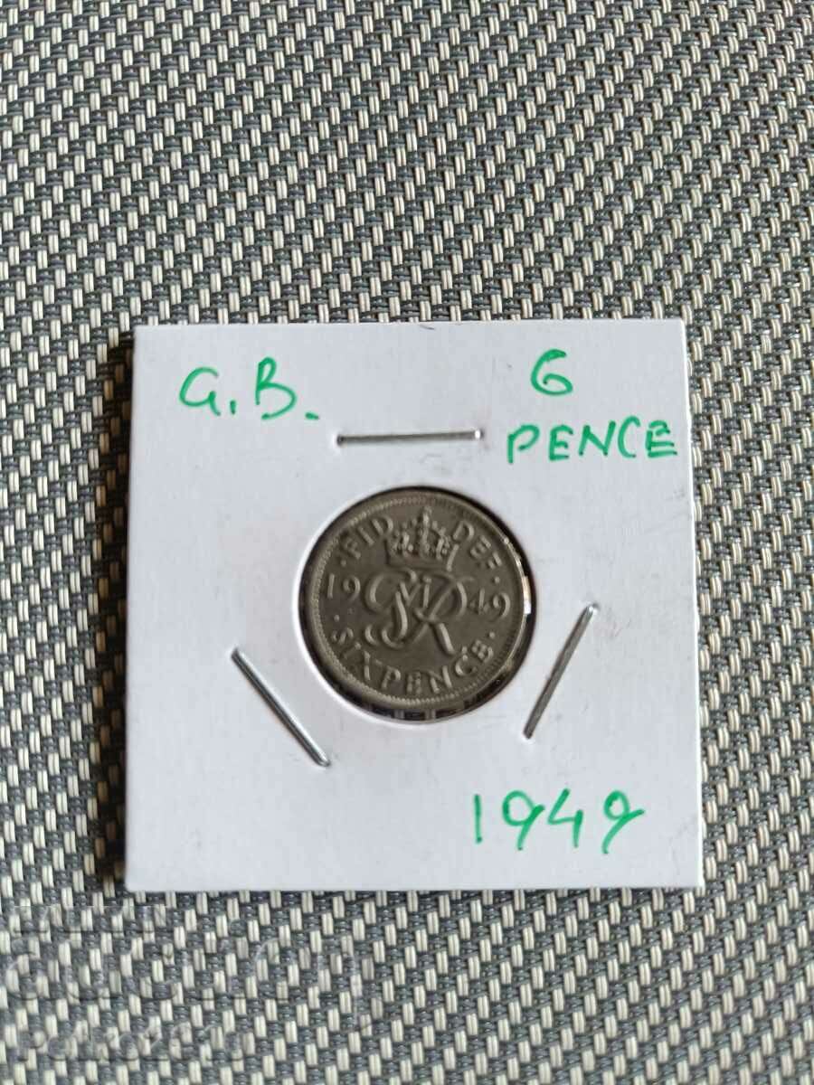 English 6 pence coin