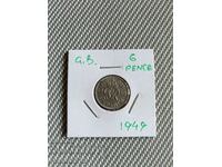 English 6 pence coin