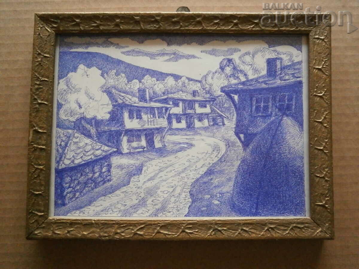 Poză de epocă din satul bulgaresc într-o ramă de sticlă - 6