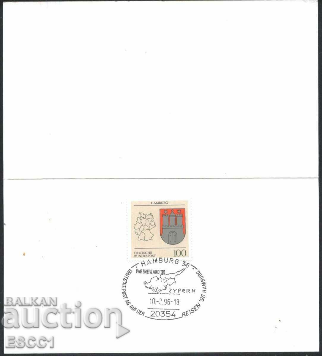 Auction Stamp 1992, card and stamp 1996 Hamburg from Germany Auction Stamp 1992, card and stamp 1996 Hamburg from Germany
