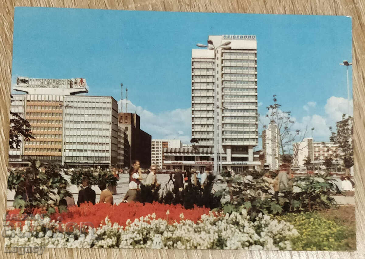 SIGNED GDR Postcard Berlin, Alexanderplatz
