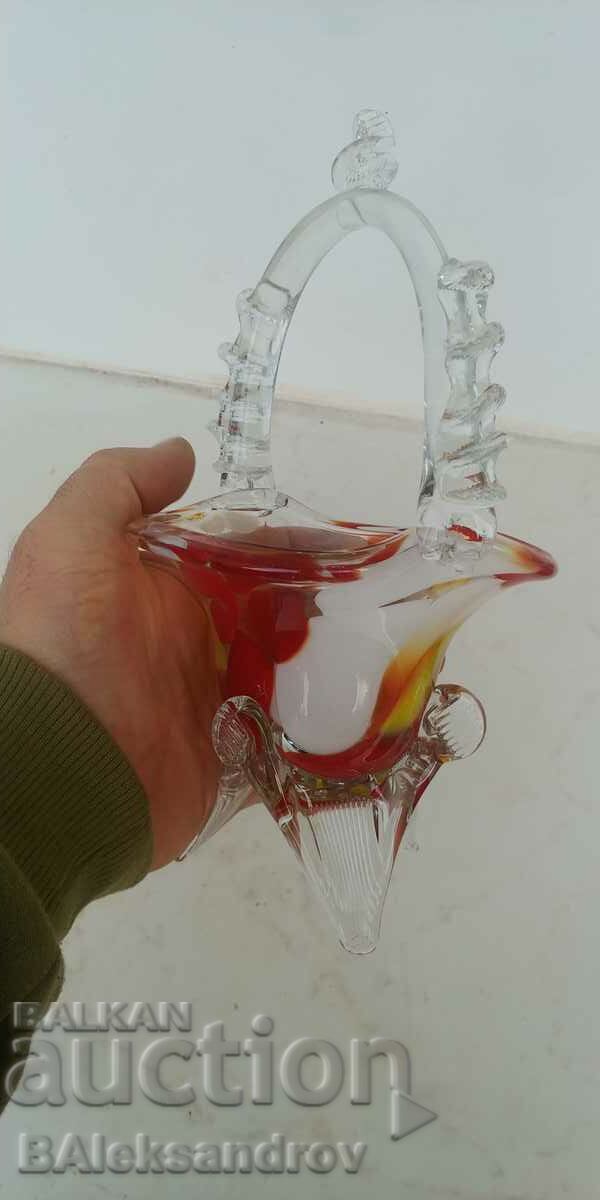 Δημοπρασία Μεγάλο χειροποίητο γυάλινο καλάθι