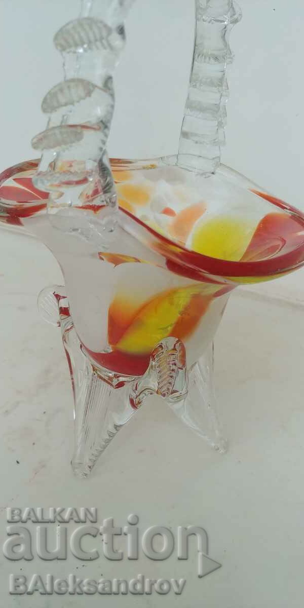 Μεγάλο χειροποίητο γυάλινο καλάθι - 5