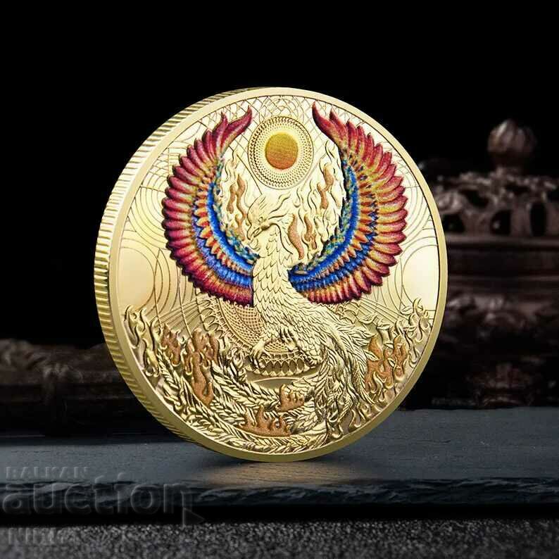 Phoenix coin in protective capsule, zodiac, signs