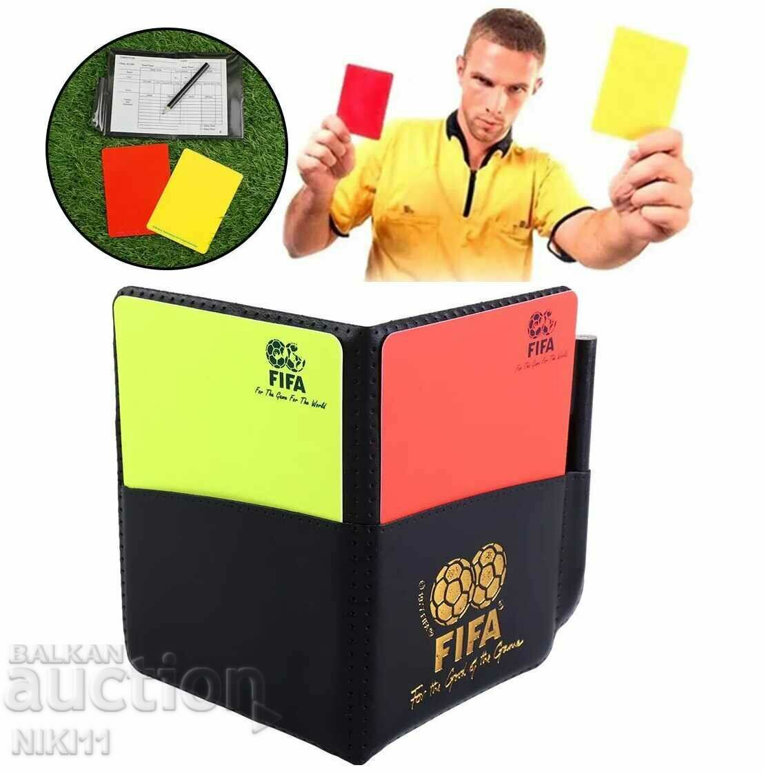Cards for football referees, notebook red yellow card football