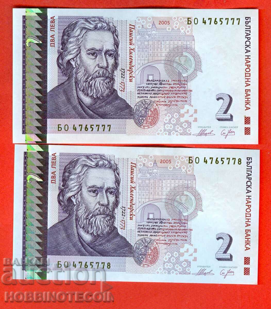 BULGARIA BULGARIA 2 x 2 Left PAIR issue 2005 series BO - UNC