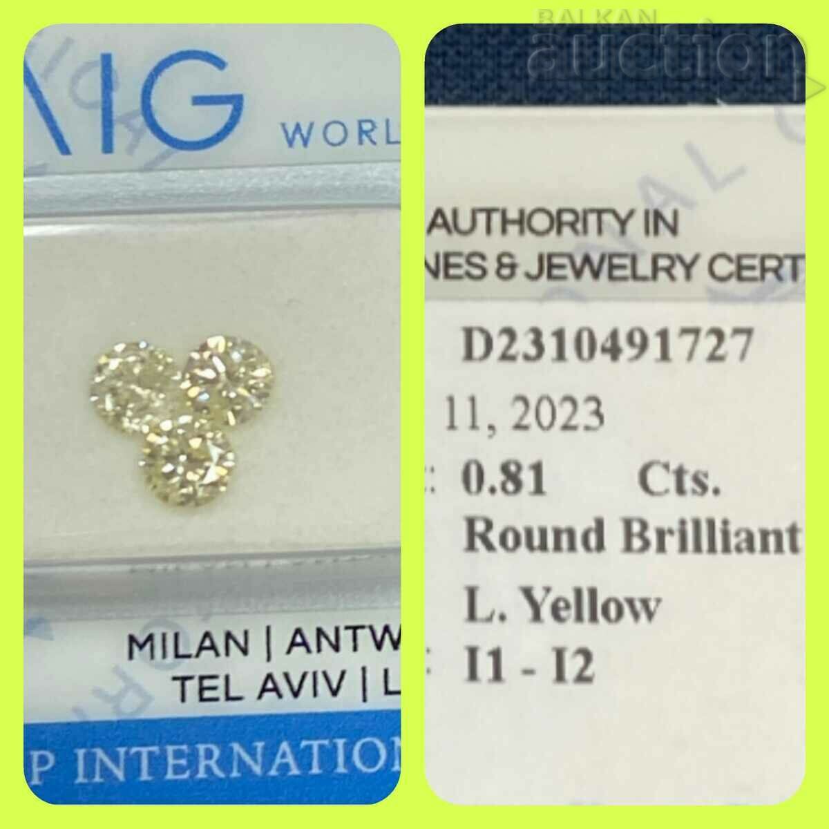 Diamonds 3 pcs. 0.81 ct. AIG