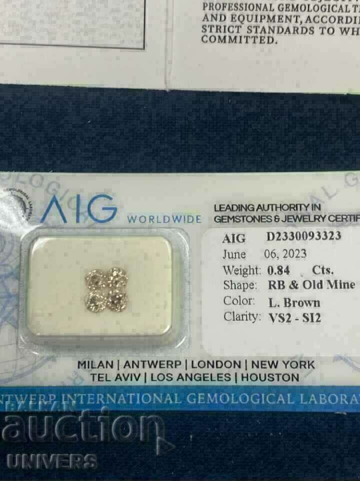 Diamante 4 buc (0,84 ct.) Certificat AIG