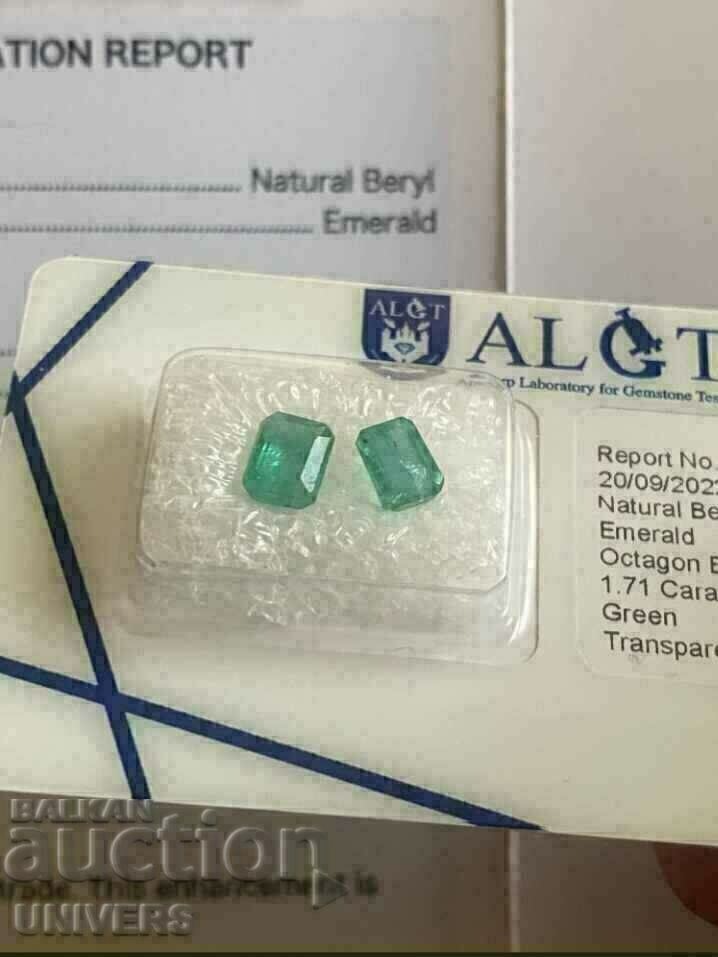 Emeralds / EMERALD 2 pcs. ALGT Certificate 1.71 ct.