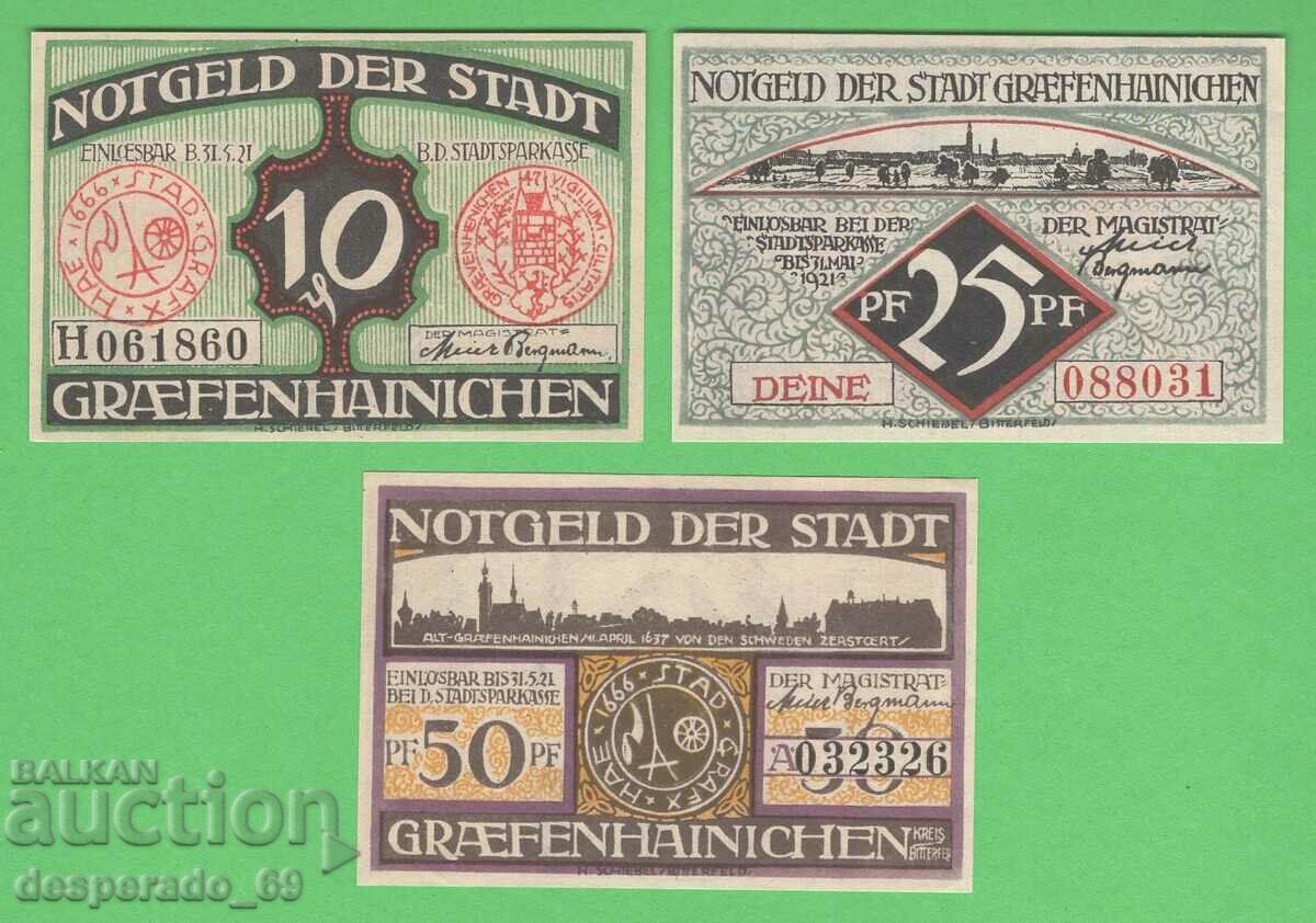 (¯`'•.¸NOTGELD (Gräfenhainichen) 1921 UNC -3 pcs. banknotes with price 7.80 BGN | € 3.99