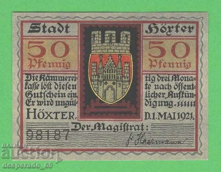 (¯`'•.¸NOTGELD (gr. Höxter) 1921 UNC -50 pfennig¸.•'´¯) με τιμή 2.50 BGN | € 1.28 (¯`'•.¸NOTGELD (gr. Höxter) 1921 UNC -50 pfennig¸.•'´¯) με τιμή 2.50 BGN | € 1.28