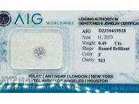 Diamant Certificat AIG Culoare F 0,49ct.