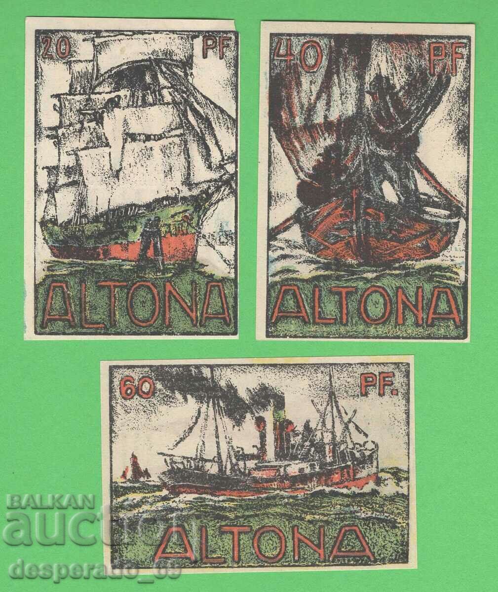 (¯`'•.¸NOTGELD (city Altona) 1921 UNC- -3 pcs. banknotes¸.•'´¯)