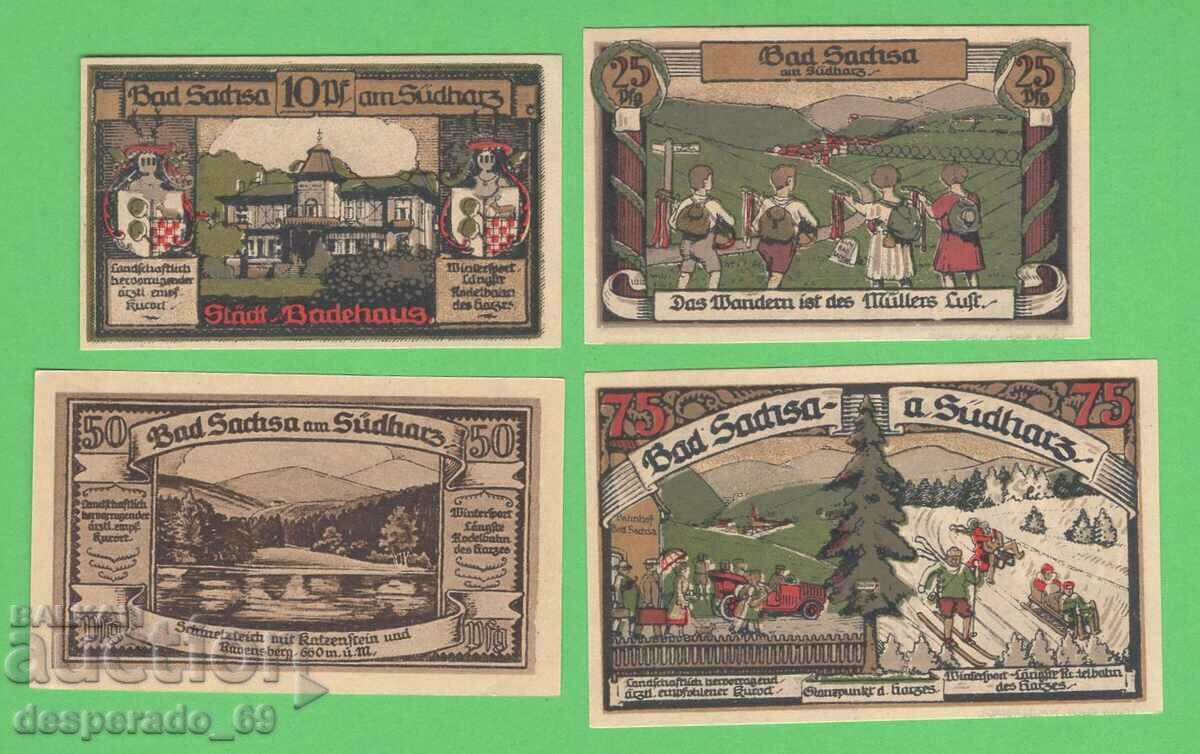 (¯`'•.¸NOTGELD (orașul Bad Sachs) 1921 UNC -4 buc. bancnote •'´¯)